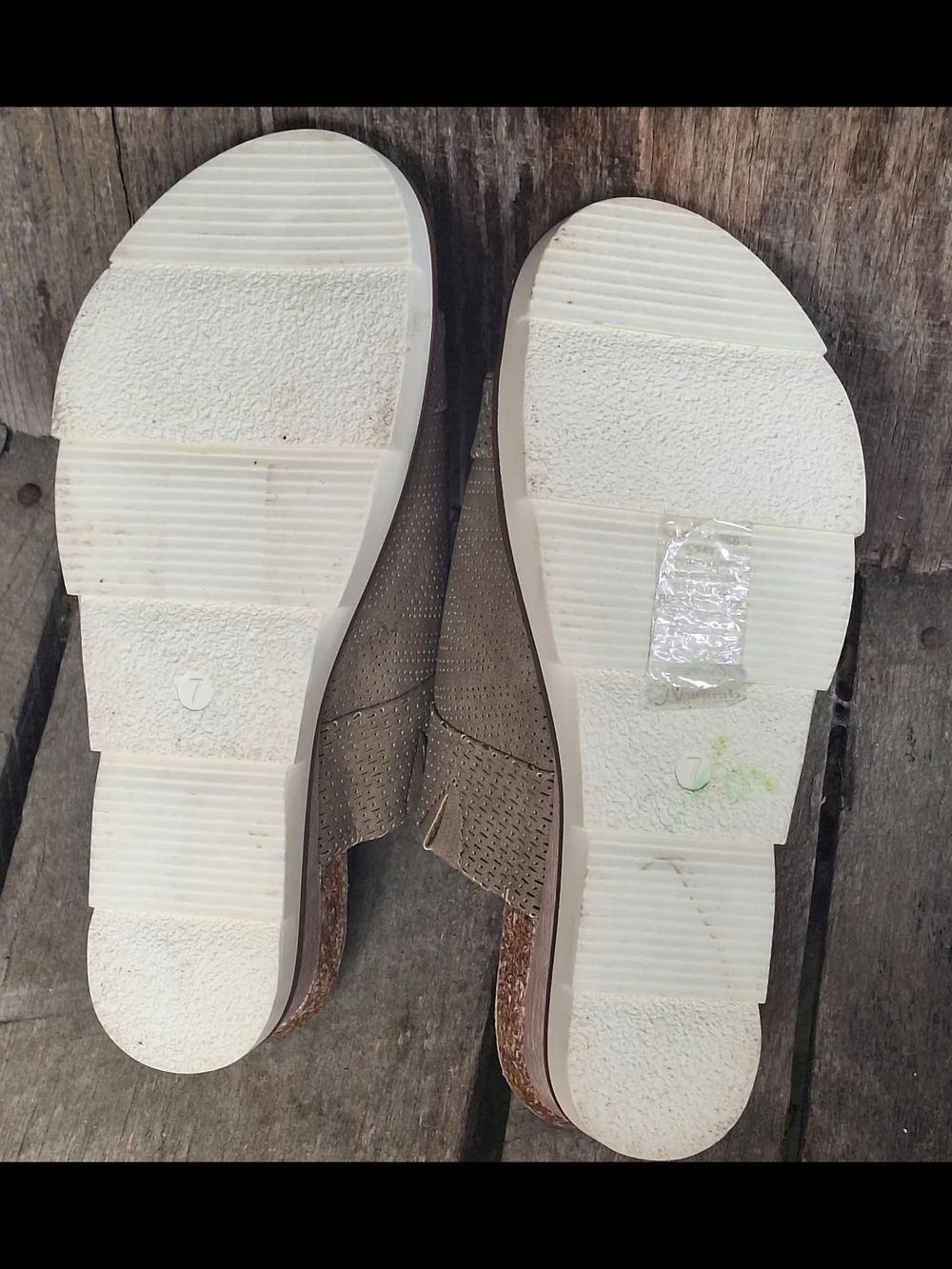 Natural Reflections Tan Slip-On Perforated Mule Sandals Size 7